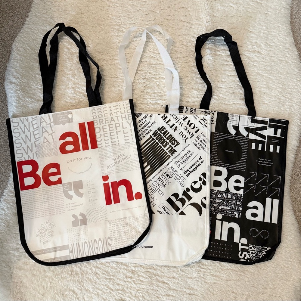 Set of 3 Lululemon Large Reusable Tote Bags